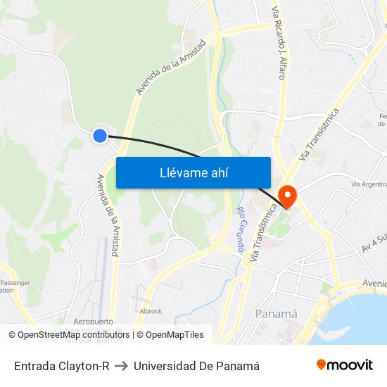 Entrada Clayton-R to Universidad De Panamá map