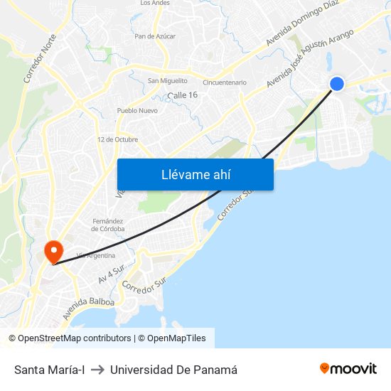Santa María-I to Universidad De Panamá map