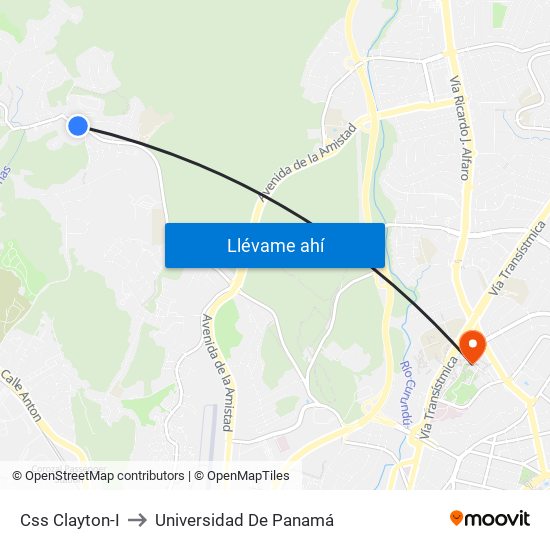 Css Clayton-I to Universidad De Panamá map