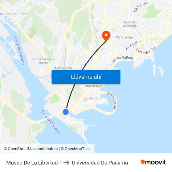 Museo De La Libertad-I to Universidad De Panamá map