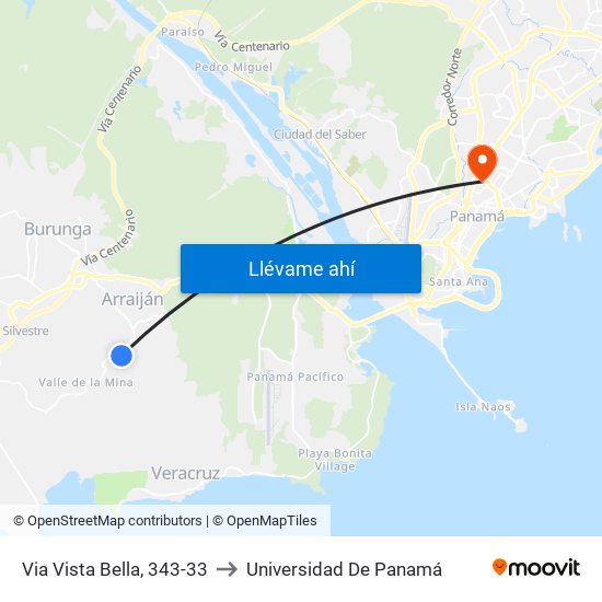 Via Vista Bella, 343-33 to Universidad De Panamá map