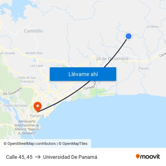 Calle 45, 45 to Universidad De Panamá map