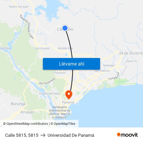Calle 5815, 5815 to Universidad De Panamá map