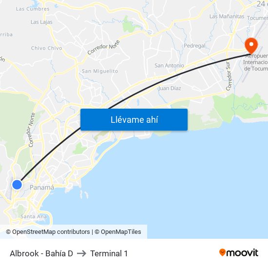 Albrook - Bahía D to Terminal 1 map