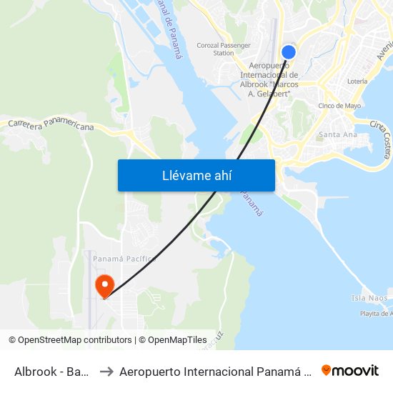 Albrook - Bahía A to Aeropuerto Internacional Panamá Pacífico map