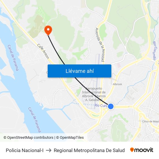 Policia Nacional-I to Regional Metropolitana De Salud map