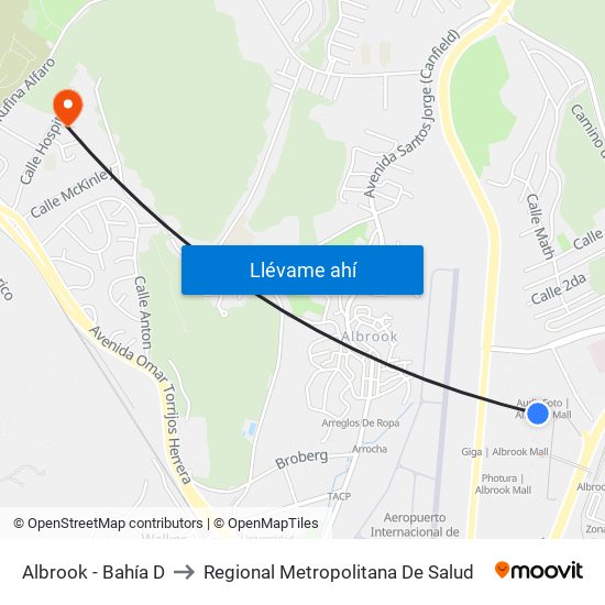 Albrook - Bahía D to Regional Metropolitana De Salud map