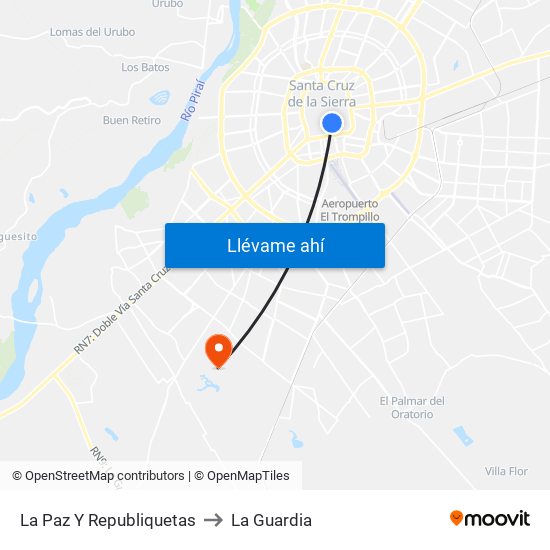 La Paz Y Republiquetas to La Guardia map