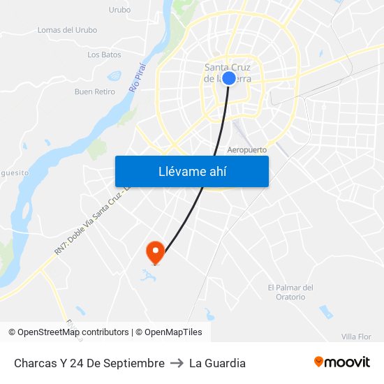 Charcas Y 24 De Septiembre to La Guardia map