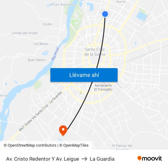 Av. Cristo Redentor Y Av. Leigue to La Guardia map