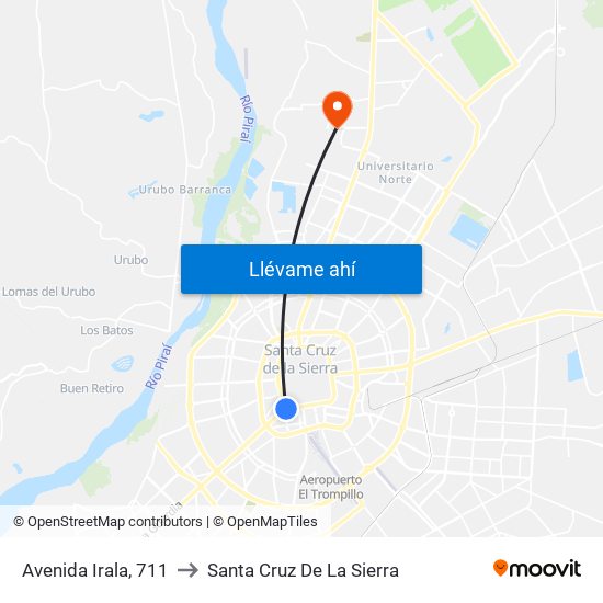 Avenida Irala, 711 to Santa Cruz De La Sierra map