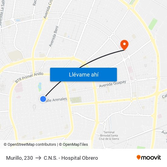 Murillo, 230 to C.N.S. - Hospital Obrero map