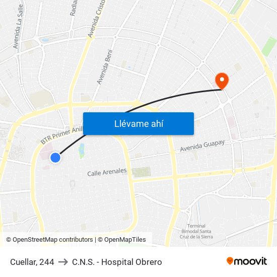 Cuellar, 244 to C.N.S. - Hospital Obrero map