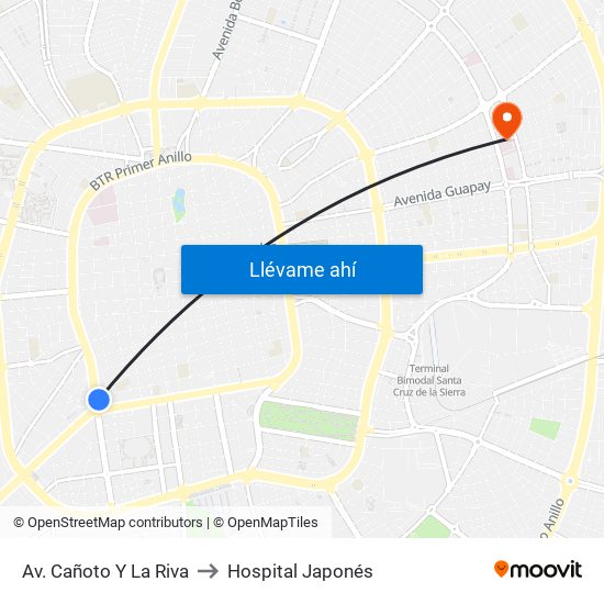 Av. Cañoto Y La Riva to Hospital Japonés map