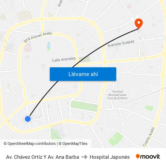Av. Chávez Ortíz Y Av. Ana Barba to Hospital Japonés map