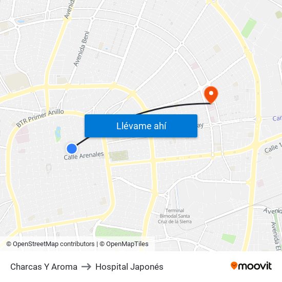 Charcas Y Aroma to Hospital Japonés map