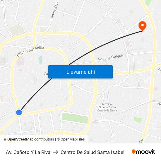Av. Cañoto Y La Riva to Centro De Salud Santa Isabel map