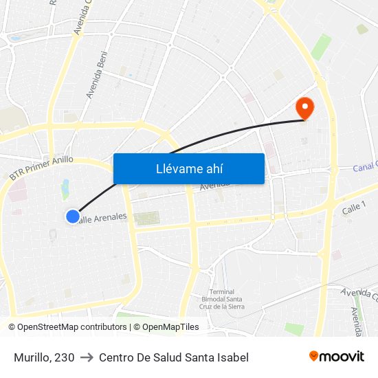 Murillo, 230 to Centro De Salud Santa Isabel map