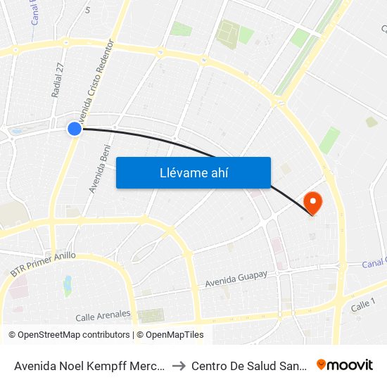 Avenida Noel Kempff Mercado, 1251 to Centro De Salud Santa Isabel map