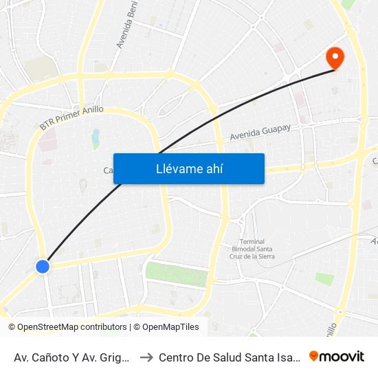 Av. Cañoto Y Av. Grigotá to Centro De Salud Santa Isabel map