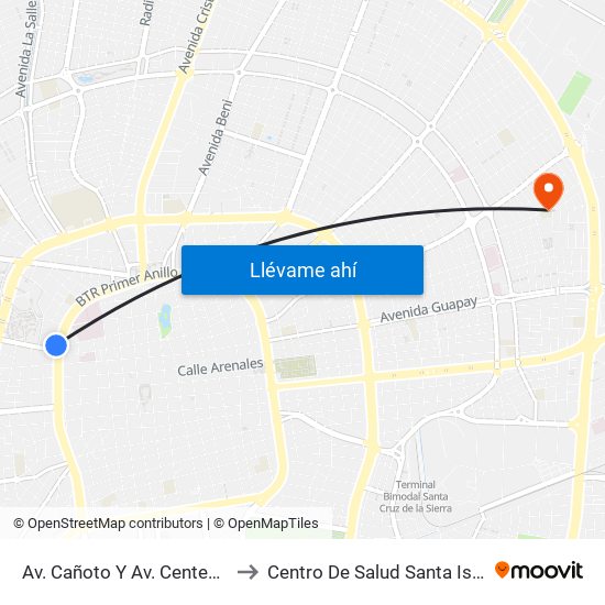 Av. Cañoto Y Av. Centenario to Centro De Salud Santa Isabel map