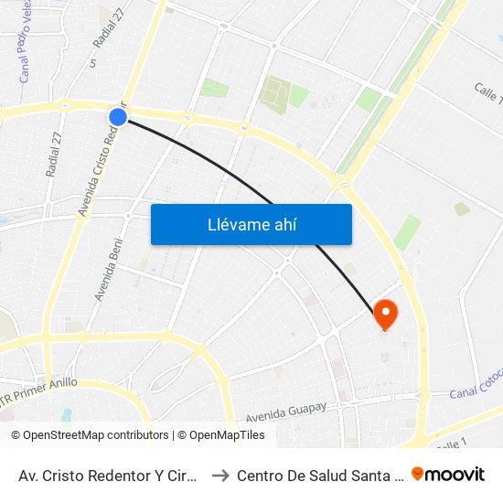 Av. Cristo Redentor Y Ciro Bravo to Centro De Salud Santa Isabel map