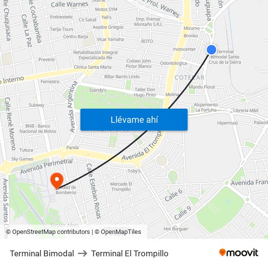 Terminal Bimodal to Terminal El Trompillo map