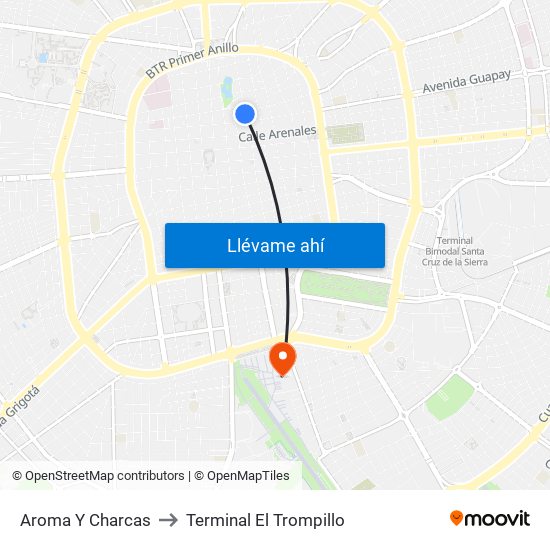 Aroma Y Charcas to Terminal El Trompillo map