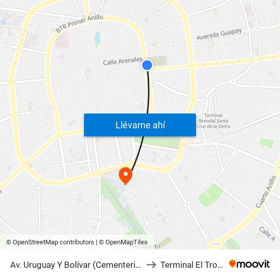 Av. Uruguay Y Bolívar (Cementerio General) to Terminal El Trompillo map