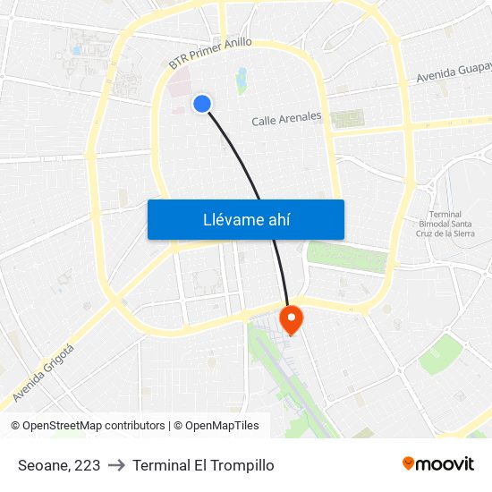 Seoane, 223 to Terminal El Trompillo map