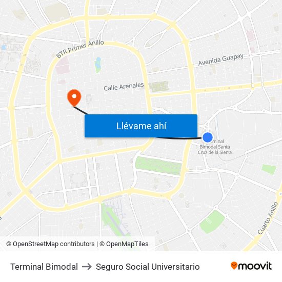 Terminal Bimodal to Seguro Social Universitario map