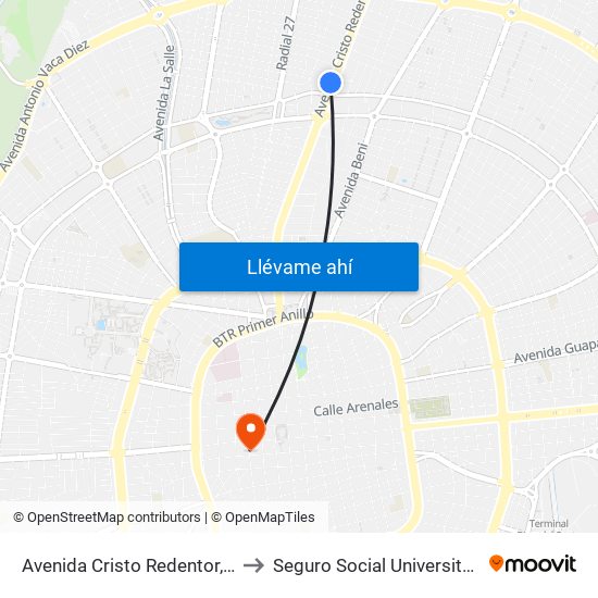 Avenida Cristo Redentor, 60 to Seguro Social Universitario map