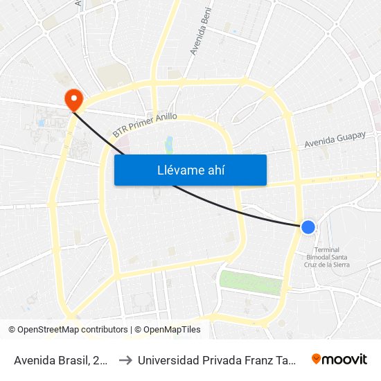 Avenida Brasil, 2041 to Universidad Privada Franz Tamayo map