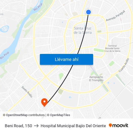 Beni Road, 150 to Hospital Municipal Bajío Del Oriente map