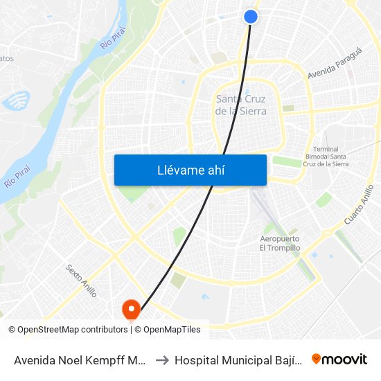 Avenida Noel Kempff Mercado, 1251 to Hospital Municipal Bajío Del Oriente map