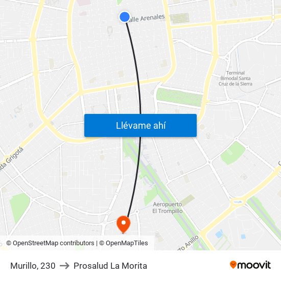 Murillo, 230 to Prosalud La Morita map