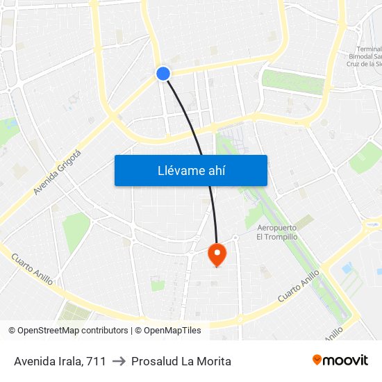 Avenida Irala, 711 to Prosalud La Morita map