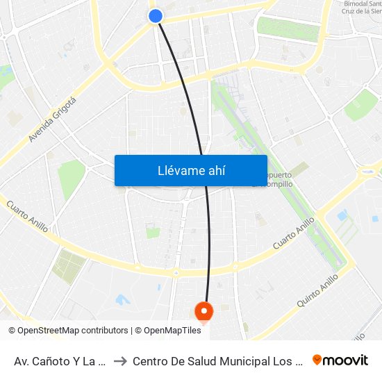 Av. Cañoto Y La Riva to Centro De Salud Municipal Los Olivos map