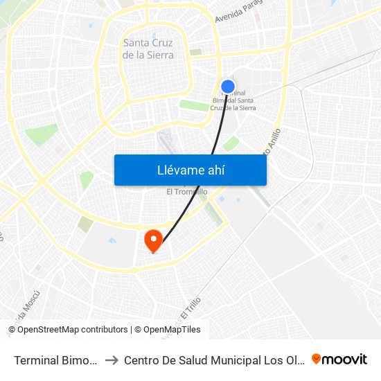 Terminal Bimodal to Centro De Salud Municipal Los Olivos map