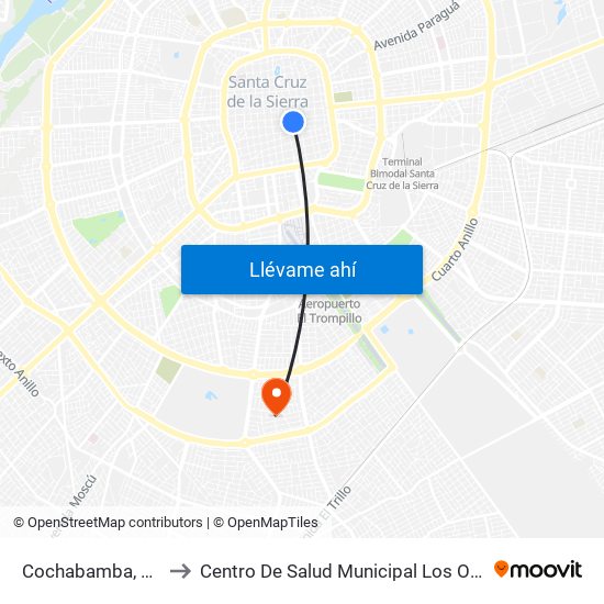 Cochabamba, 171 to Centro De Salud Municipal Los Olivos map