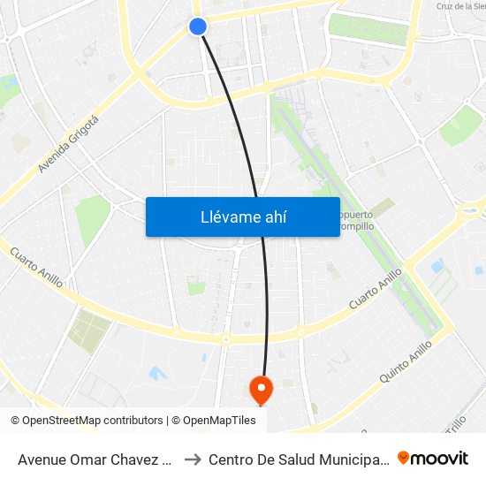 Avenue Omar Chavez Ortiz, 1151 to Centro De Salud Municipal Los Olivos map