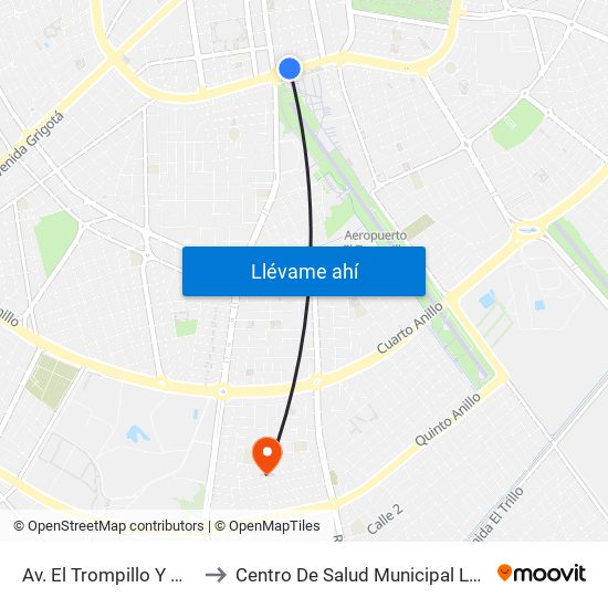 Av. El Trompillo Y Moreno to Centro De Salud Municipal Los Olivos map