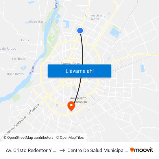 Av. Cristo Redentor Y Av. Leigue to Centro De Salud Municipal Los Olivos map