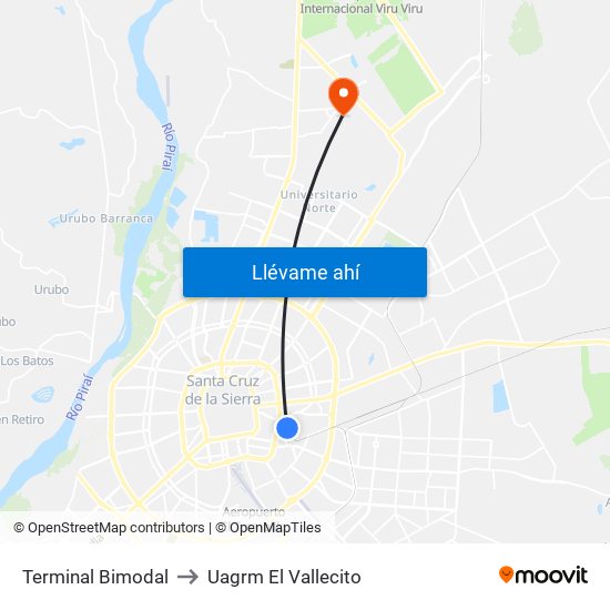 Terminal Bimodal to Uagrm El Vallecito map