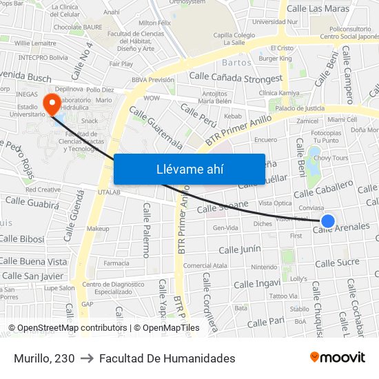 Murillo, 230 to Facultad De Humanidades map