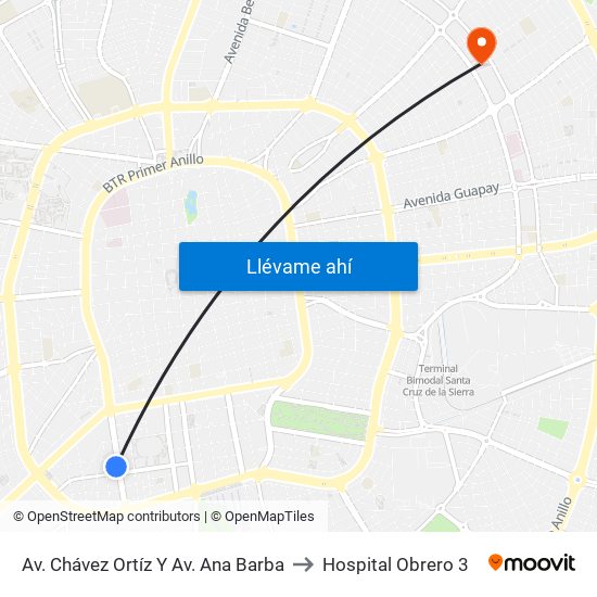 Av. Chávez Ortíz Y Av. Ana Barba to Hospital Obrero 3 map
