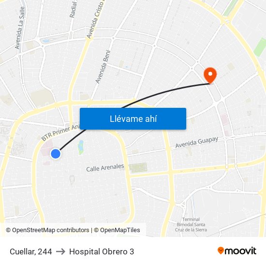 Cuellar, 244 to Hospital Obrero 3 map