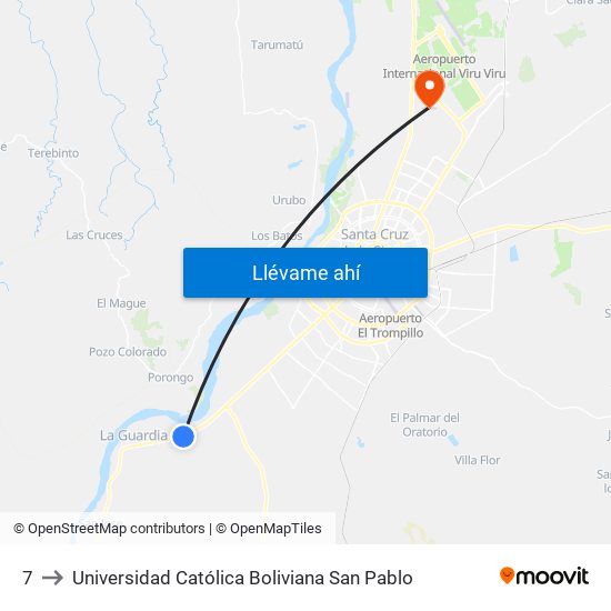 7 to Universidad Católica Boliviana San Pablo map