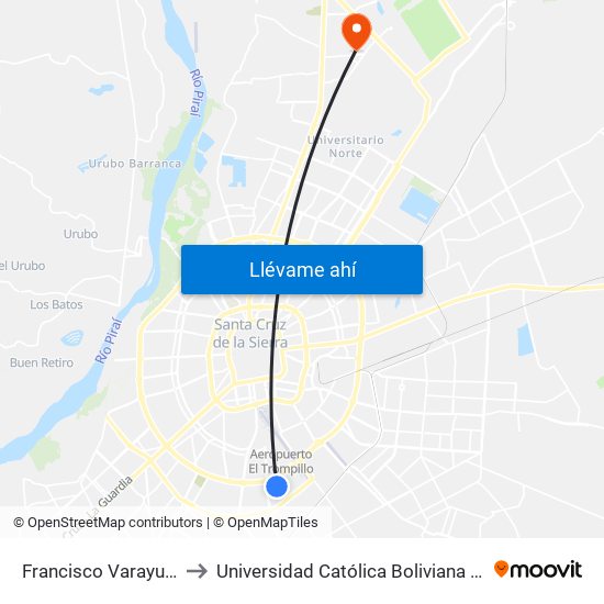 Francisco Varayu, 3047 to Universidad Católica Boliviana San Pablo map