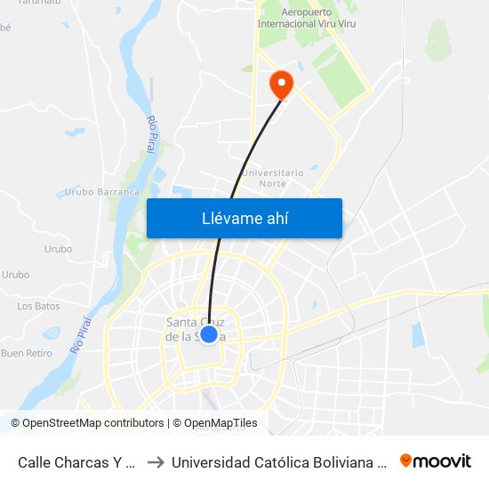 Calle Charcas Y Potosí to Universidad Católica Boliviana San Pablo map